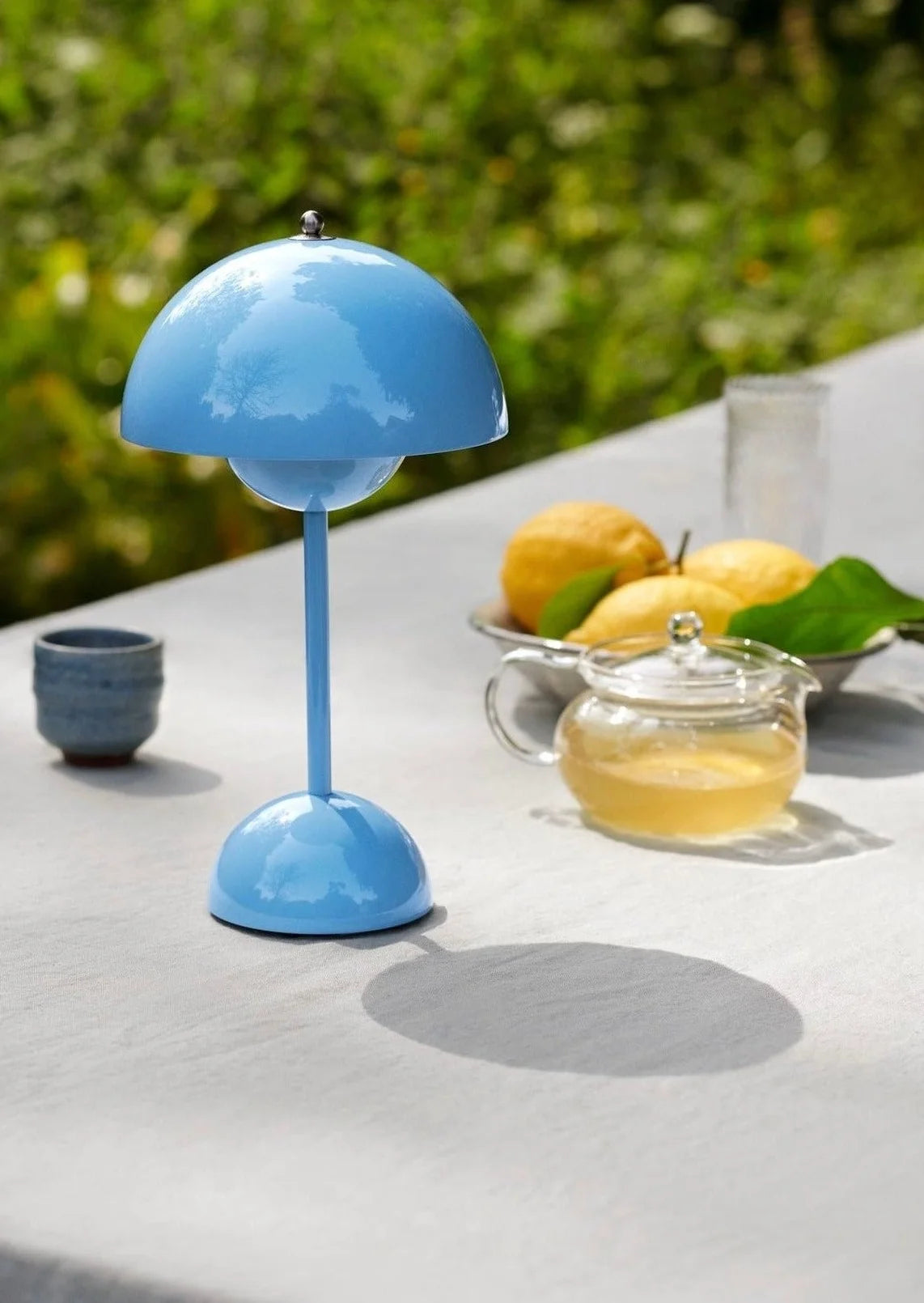 Lampe de chevet champignon vintage bleue