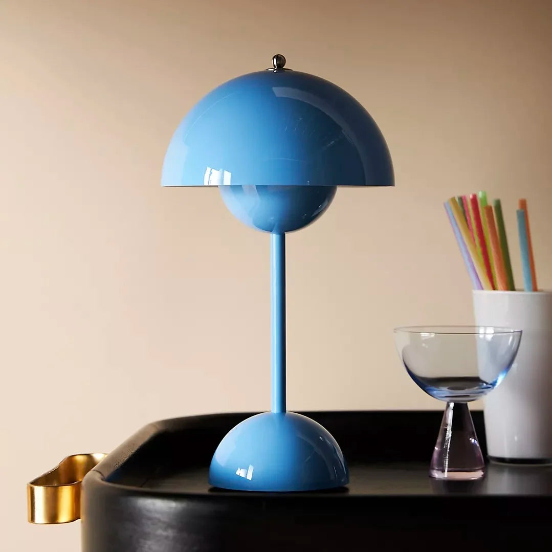 Lampe de chevet vintage champignon bleu