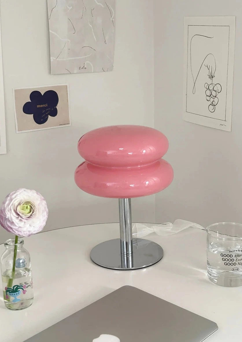 Lampe double champignon rétro rose