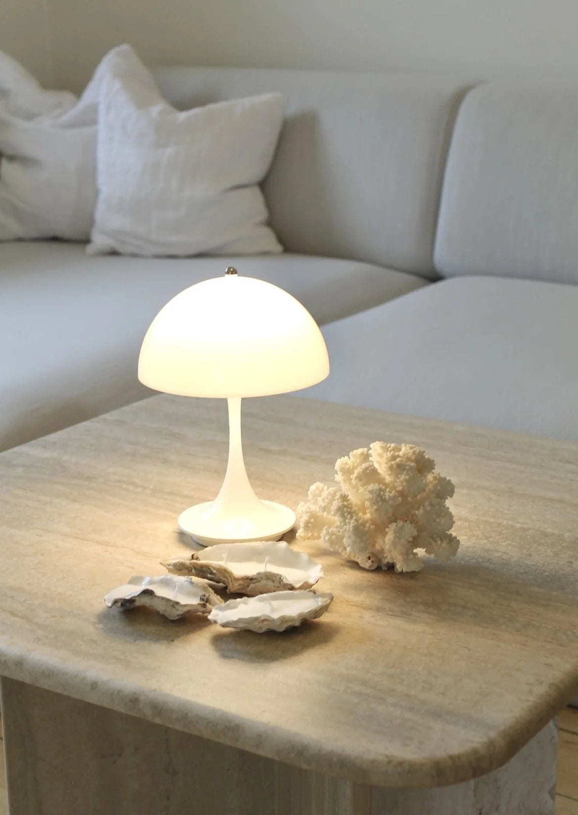 Lampe de table champignon vintage blanche