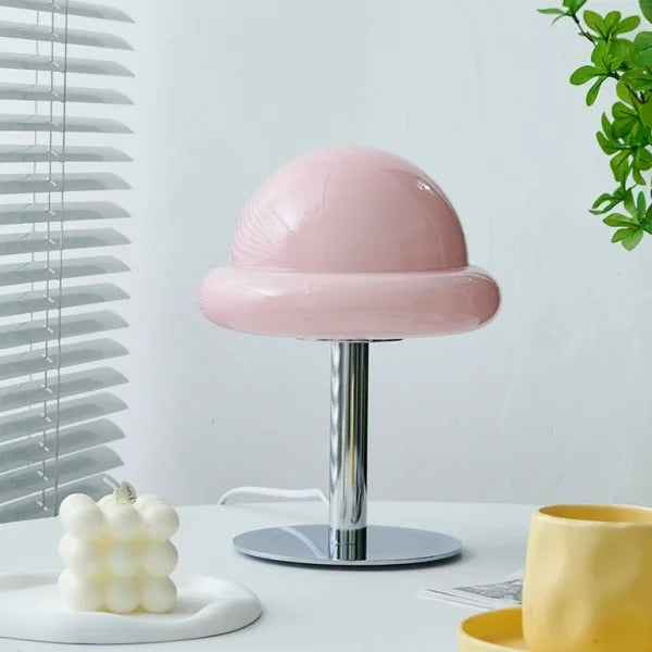 Lampe de table champignon vintage rose