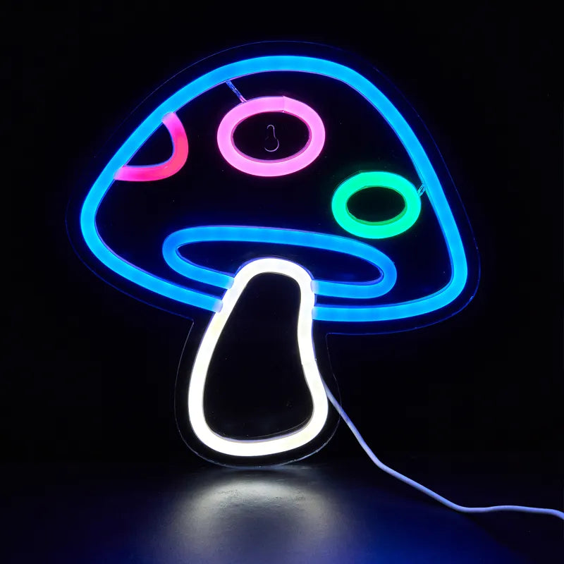 Lampe LED champignon néon bleu