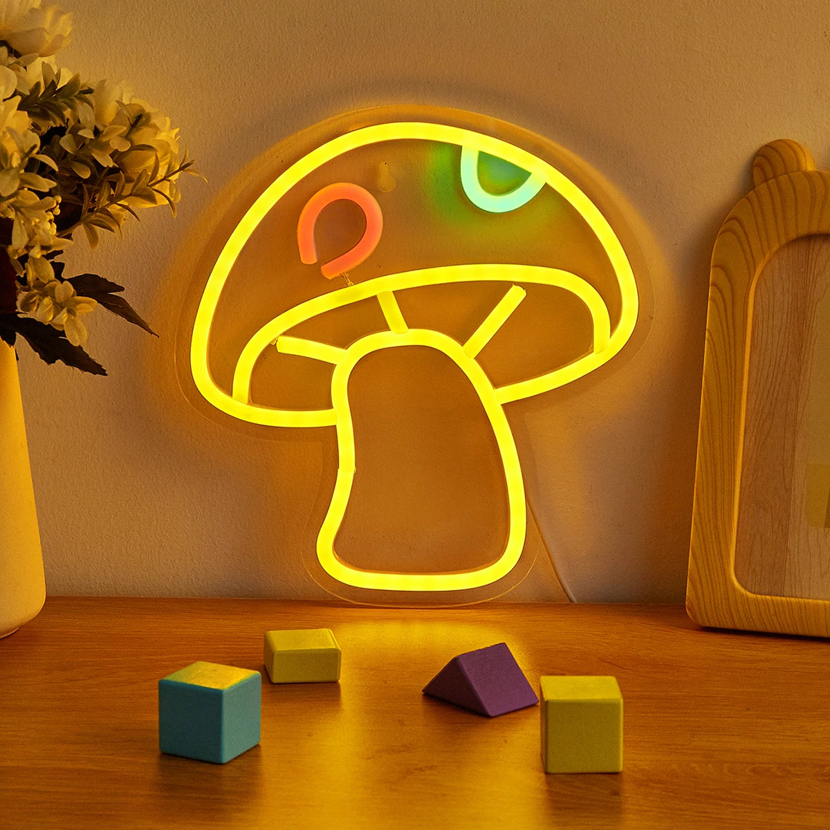Lampe LED champignon néon jaune