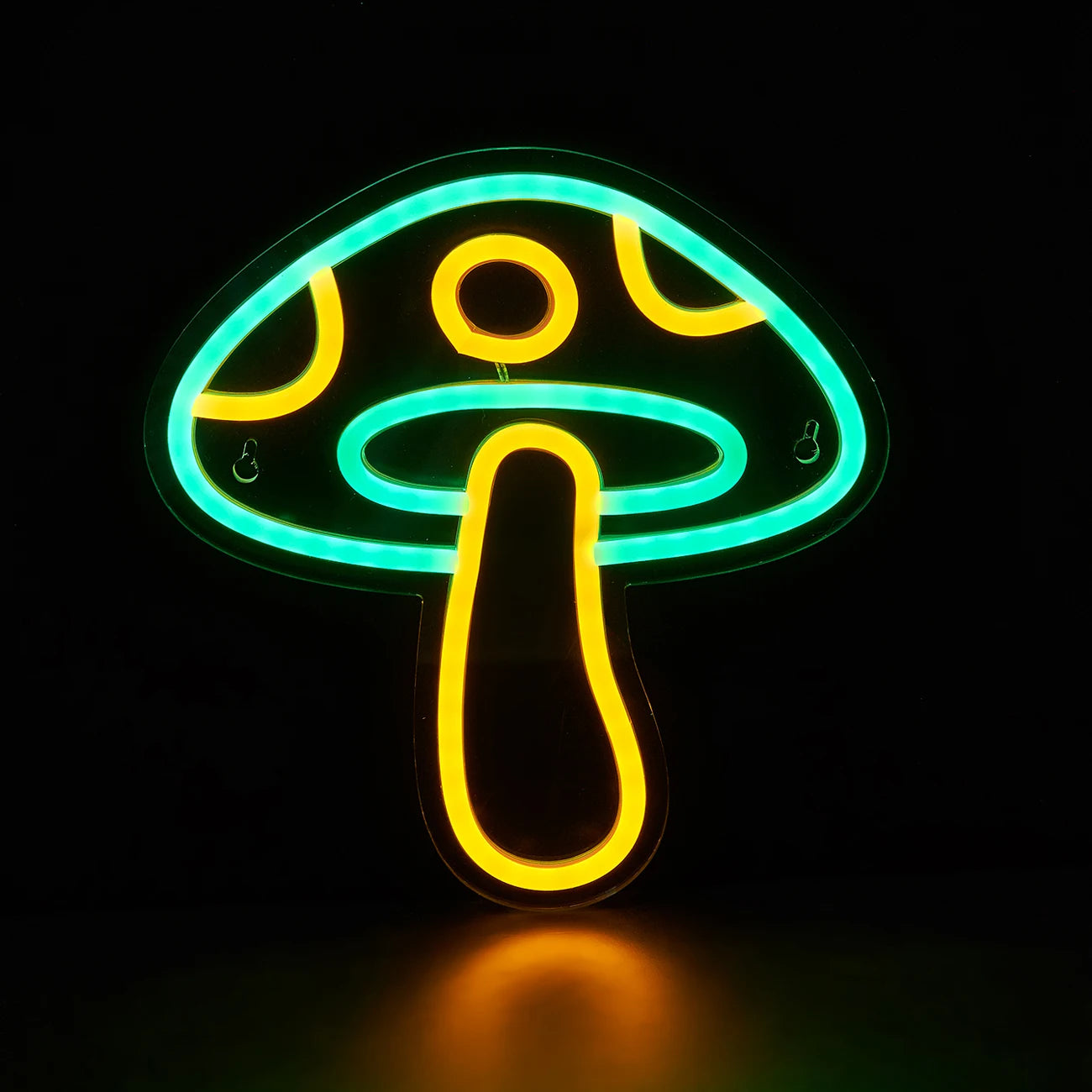Lampe LED champignon néon vert et jaune