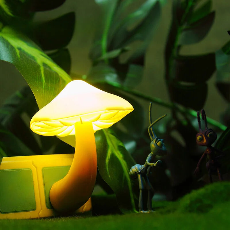 Lampe prise murale champignon jaune