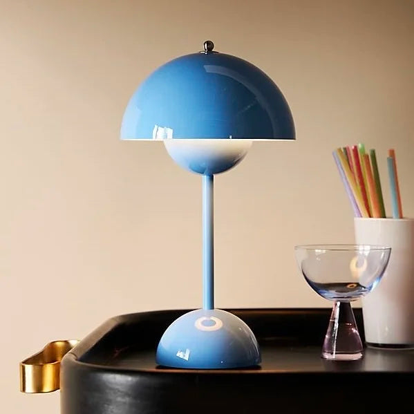 Lampe de chevet champignon vintage bleue