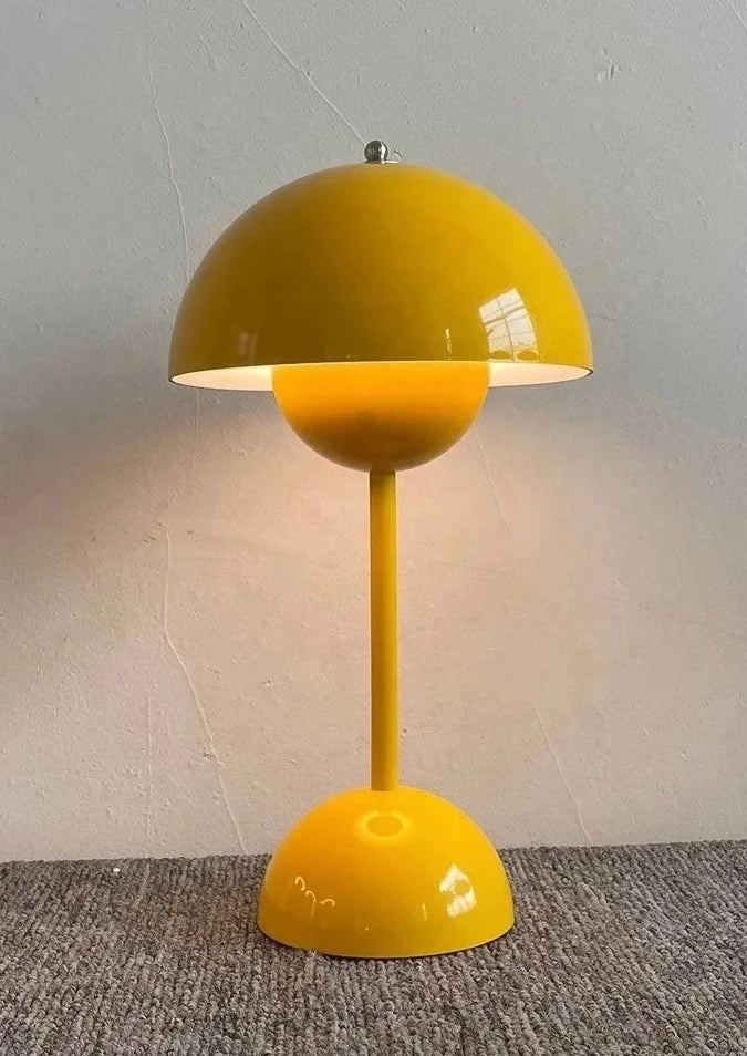 Lampe de chevet champignon vintage jaune