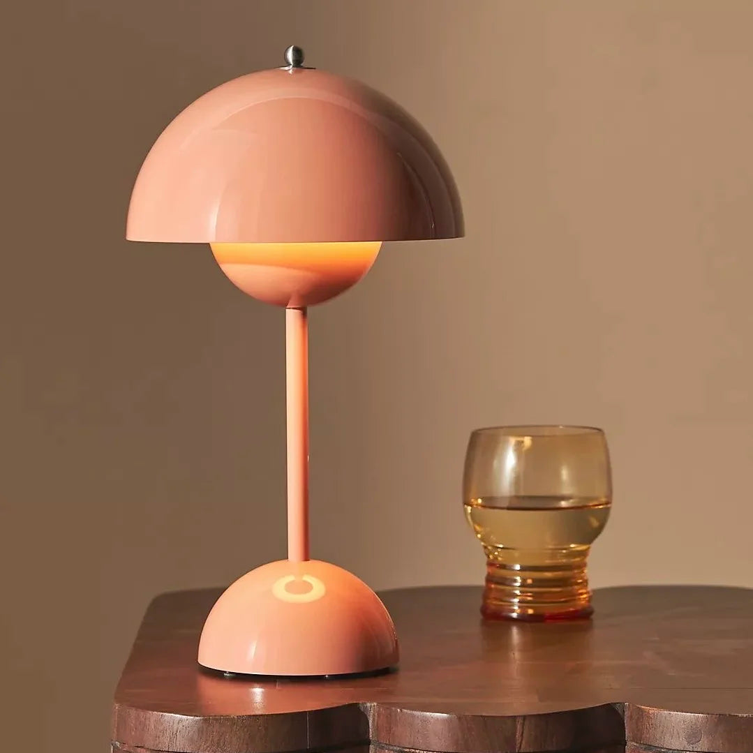 Lampe vintage champignon rose